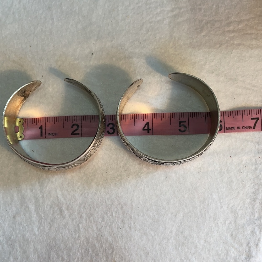 Two Silver Plated Adjustable Cuff Bracelets. Lotu… - image 4